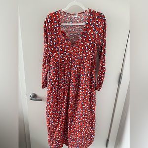 Grace Atwood Amazon The Drop Orange Leopard Midi Dress Size XS